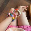 Bohemian Vintage Floral Resin Bangle Minority Design Flower Print Square Chunky Bangle  Decoration