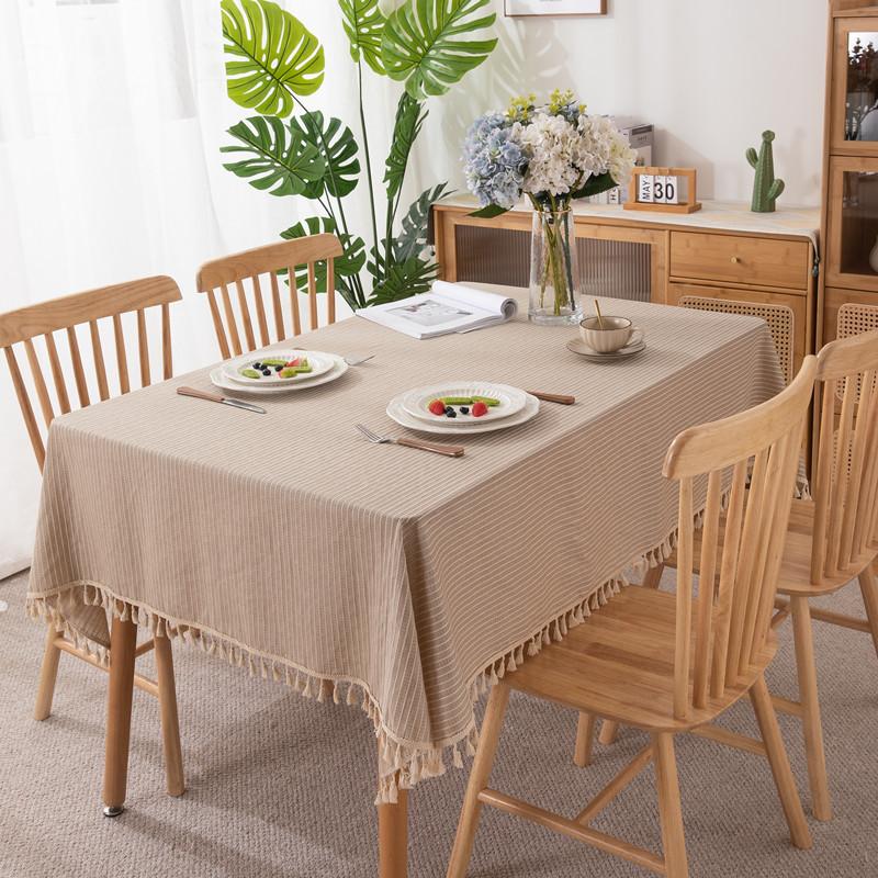 Log Wind B & B Cotton Jacquard Geometric Stripe Rectangular Tablecloth Coffee Table Dining Table Cloth Cover