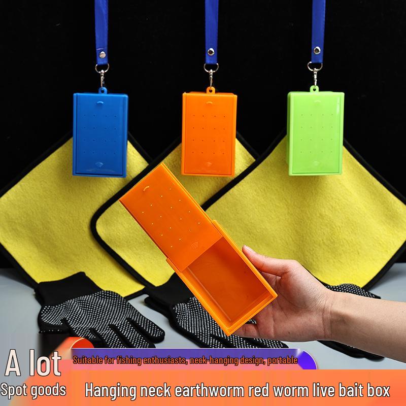 Multifunctional Breathable Hanging Neck Red Worm Box for Fishing Live Bait