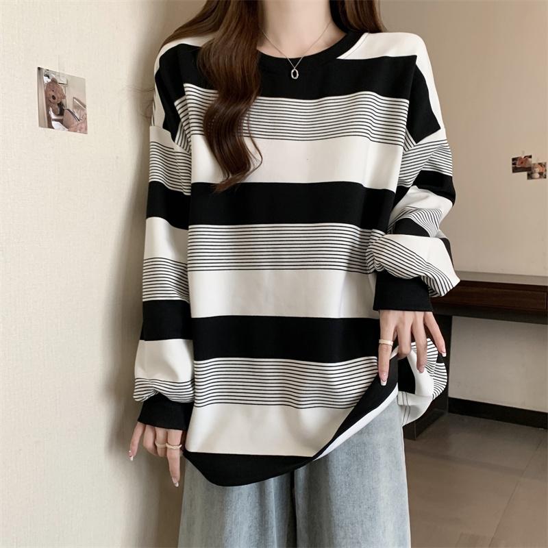 2026 New  Spring/Autumn Women's Loose-fitting T-shirt Long-sleeved Thin Retro Sweatshirt Women's Slimming Top