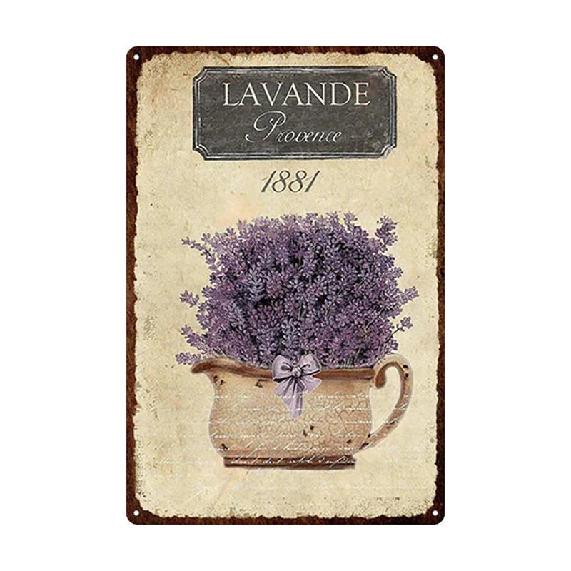 Flowers Metal Tin Sign Retro Plates Rose Peony Lavender Art Plaque Vintage Poster Garden Room Home Wall Decor Gift
