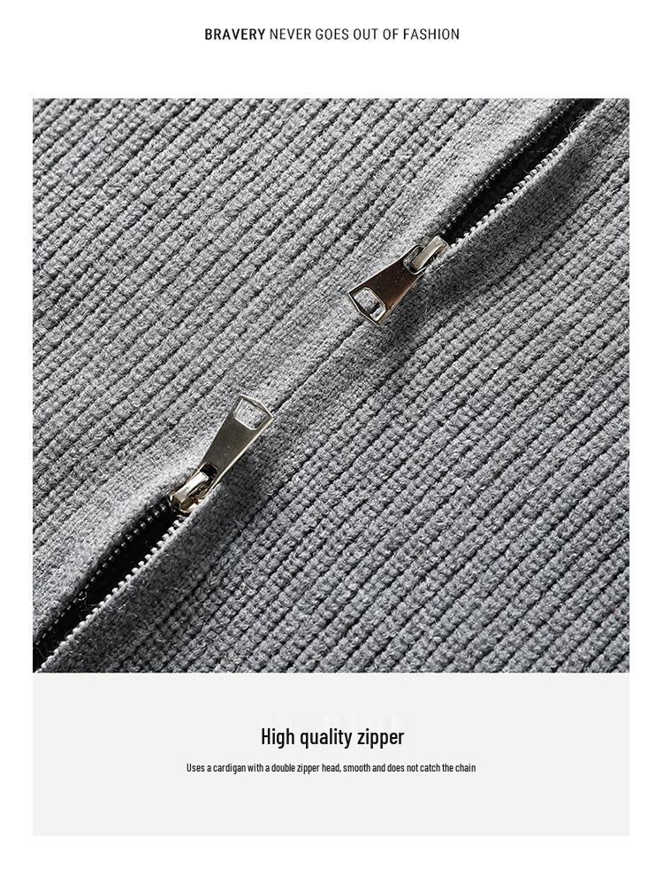 Men's Versatile Round Neck Knitwear Jacket - Stylish, Loose-Fit for Spring, Autumn, Winter
