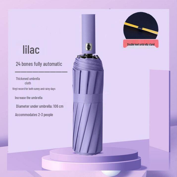 Ultra Durable UV Protection Auto Double-Fold Black Umbrella.