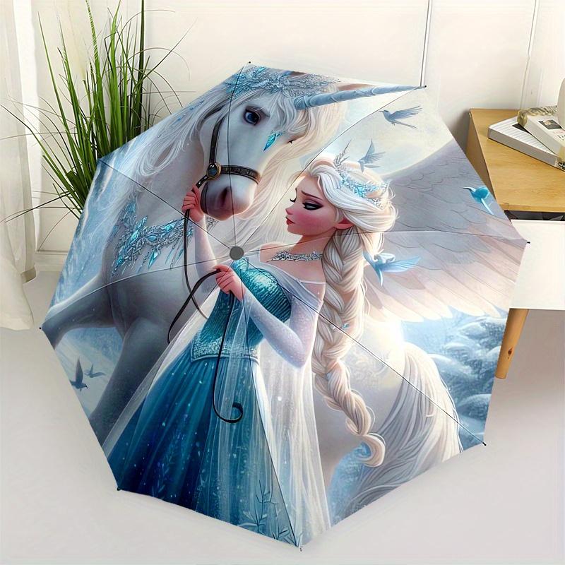 

Unicorn,Elsa Themed Automatic Opening and Closing Folding Umbrella, Reinforced 8 Ribs, Compact Travel Design, Fashionable Folding Umbrella,