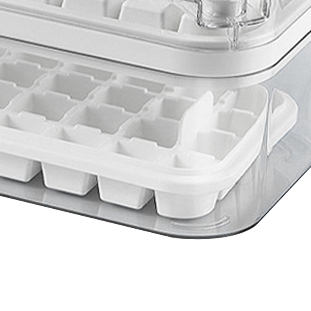Ice Cube Tray Double Layer 64Pcs Ice Maker Box Home Press Easy Release Ice Freezer Storage Box