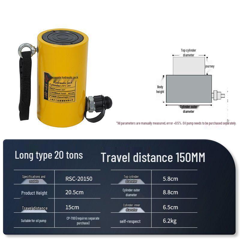 Split Ultra-Thin Hydraulic Cylinder: 5T, 10T, 20T, 30T, 50T, 100T - Extended and Short Types