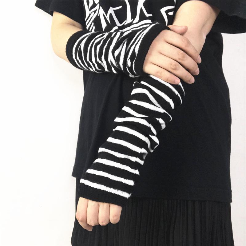 Unisex Korean Ninja-Style Striped Arm Sleeves for Sun Protection & Warmth
