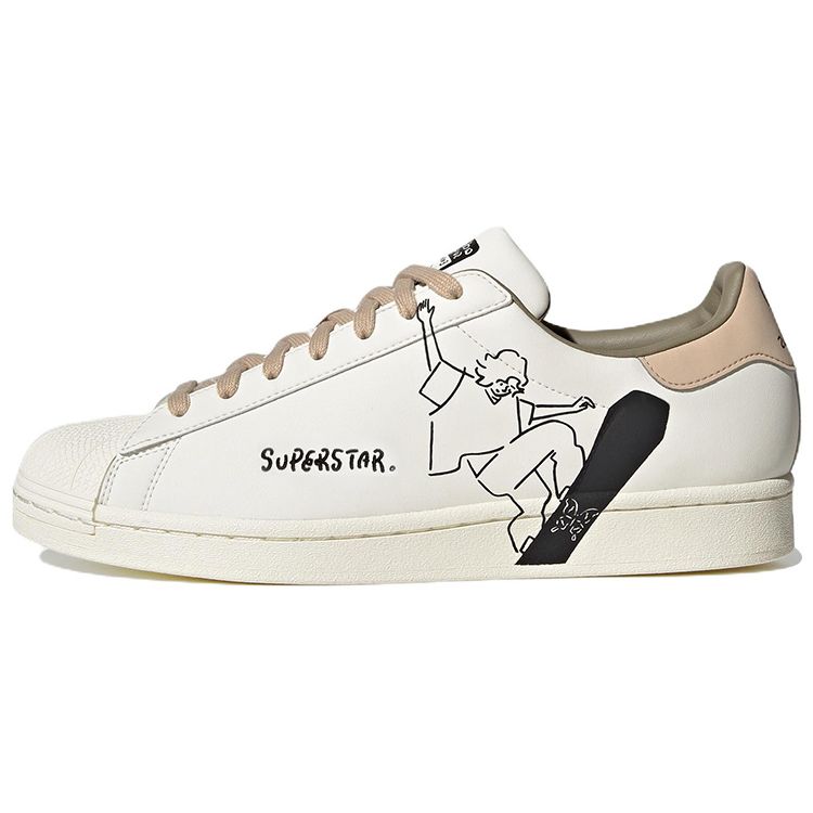 Adidas Originals Superstar Durable Lightweight Low-Top Skate Shoes Collaboration Unisex Skate Shoes White ID7447