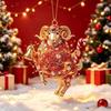 2D Flat Acrylic Red Gold Chinese Zodiac Goat Christmas Hanging Pendant Xmas Tree Ornament New Year Car Pendant
