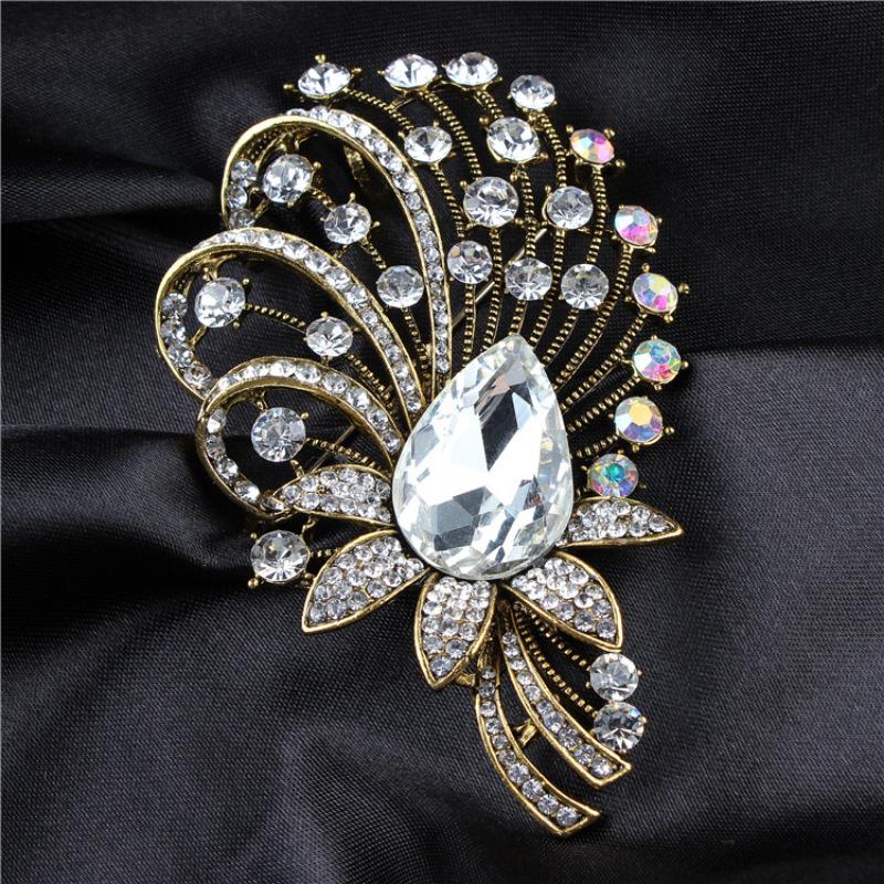 Hofstil Strass Kristall Brosche Weiblich Luxus Farbe Schwerindustrie Brosche Elegante Accessoires