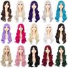 Multi-Color 70CM Long Curly Anime Wig: Lotus Root Pink, Light Gold, Black, Rose Red Options
