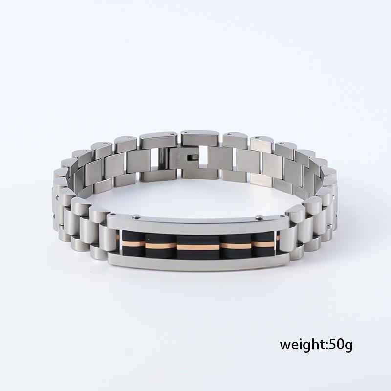 Mens Titanium Steel Geometric Bracelet With Zircon Inlay Custom OEM Dropshipping