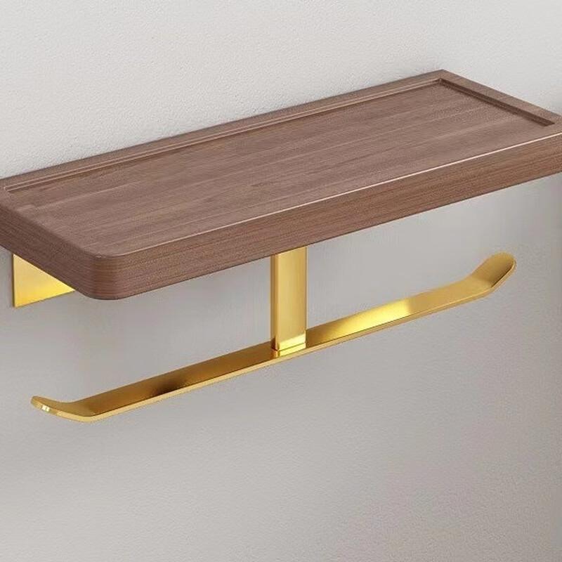 

MDNG Walnut Toilet Paper Holder with Shelf