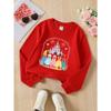 Sweatshirt Featuring a Princess Castle Theme, Perfect for a Fairy Tale Happy Ending. This Stylish Crew Neck Top Is Designed for Girls