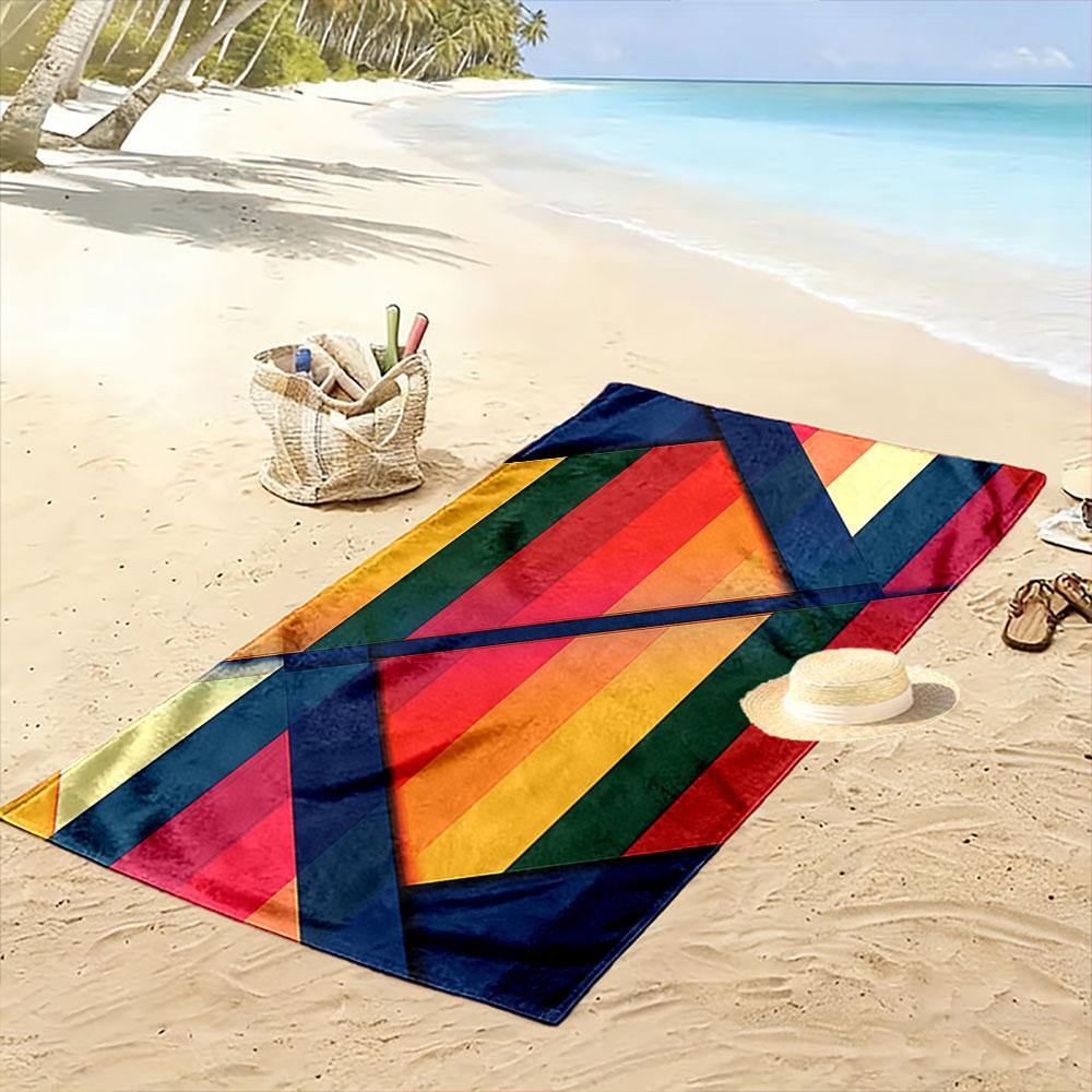 Colorful Geometric Pattern Towel Beach Towel Quick-drying for Travel Outdoor Sports Jogging Beach and Swimming
