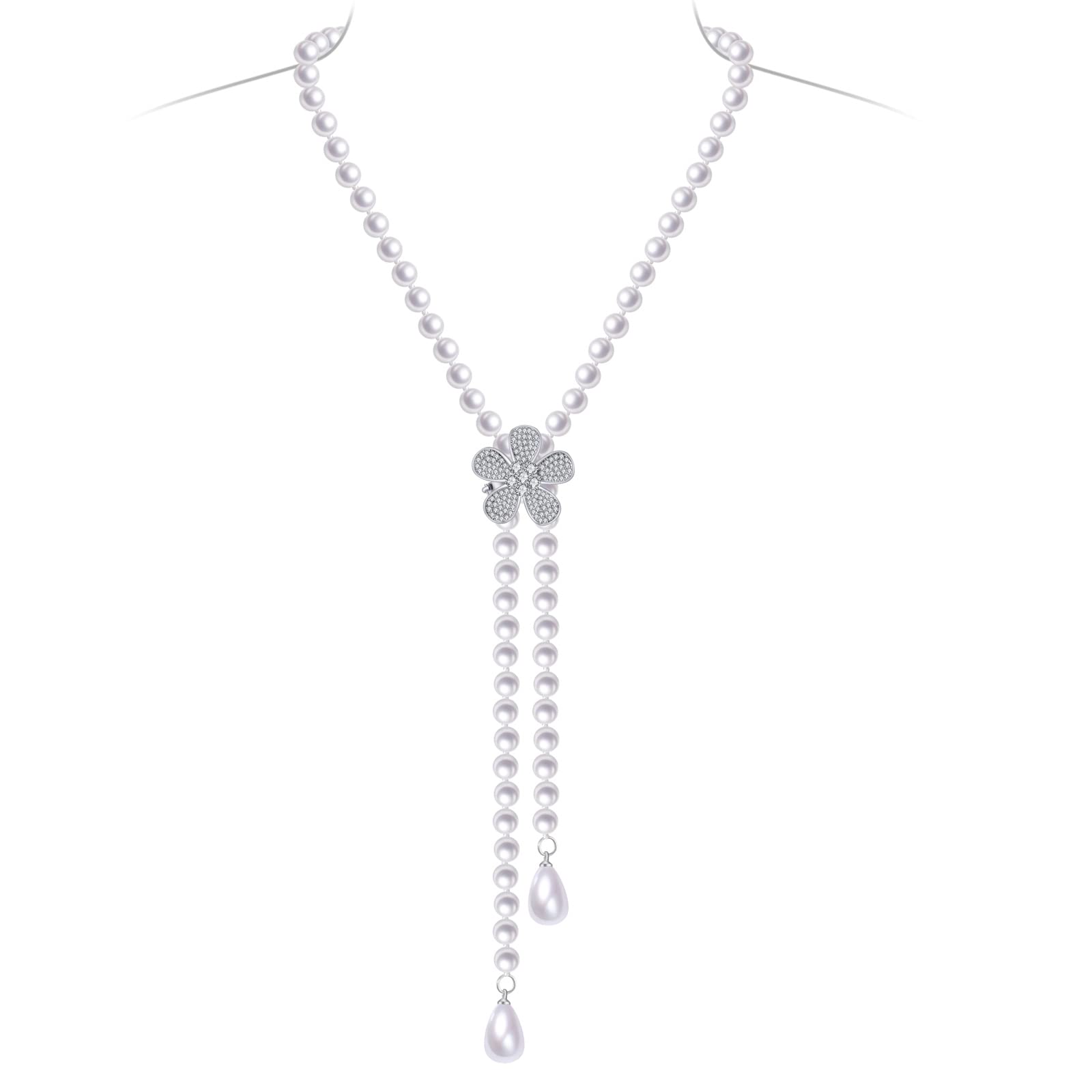 

Pearl Necklace for Ceremonial Shell Pearl Long Pearl Adjustable Entrance Graduation Birthday Gift for Popular Mother Ways to [FH.bird] Women, Popular,