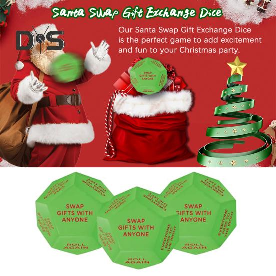 1/2Pcs Santa Swap Gift Exchange Dice 12 Different Sides Christmas Exchange Dice Game Party Supplies for Holiday Fun