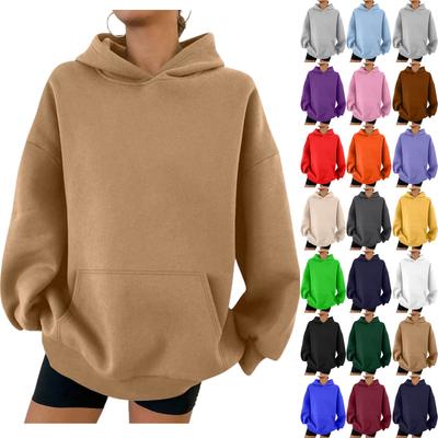 Damska Moda Casual Jednolity Kolor Kieszeń Długi Rękaw Bluza z Kapturem