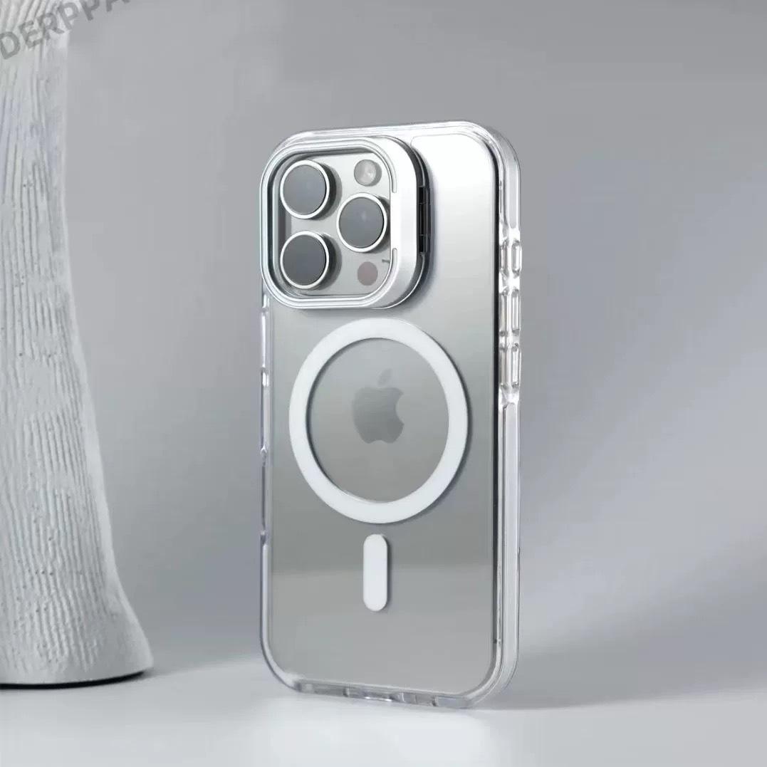 

Applicable to iPhone17 high-permeability magnetic lens holder, mobile phone case, Apple 16 acrylic PC anti-drop protective case. iPhone 17