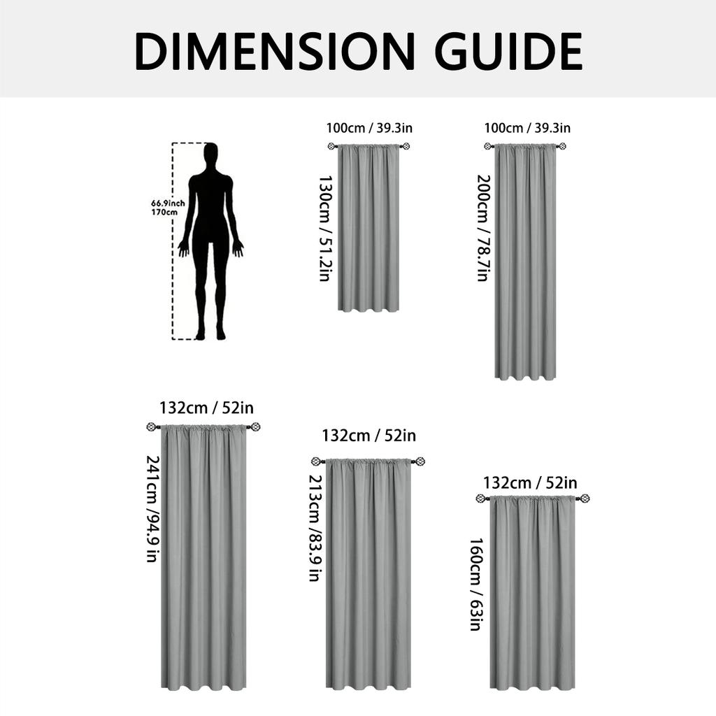 1 Stück 100% Verdunkelungsvorhang, Einfarbige Vorhänge mit Stangendurchzug, Schlafzimmer Wohnzimmer Vorhänge für Fenster Vorhang