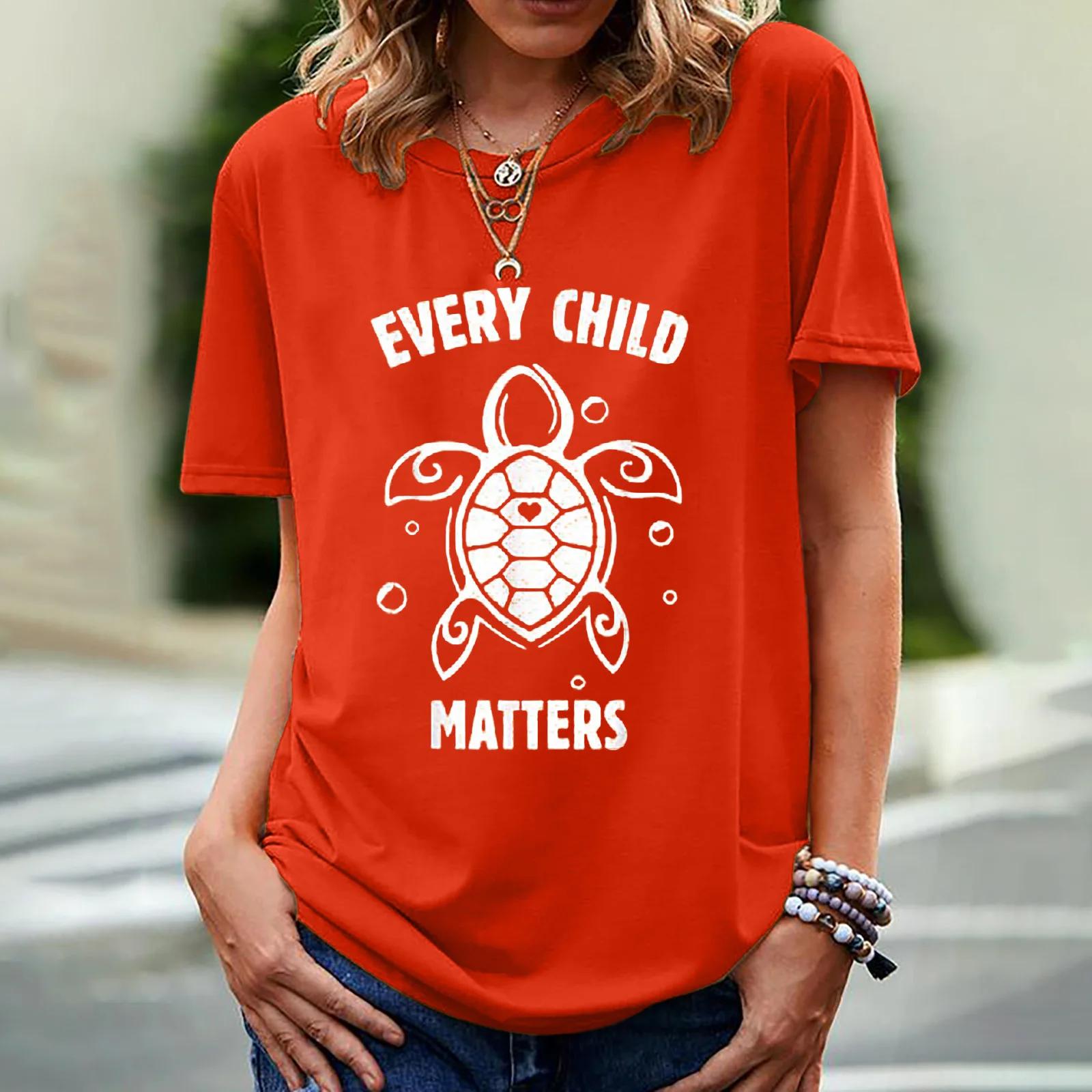 

Женская футболка с принтом Every Child Matters с коротким рукавом и круглым вырезом, свободная женская футболка, женская футболка, топы, одежда, женские футболки XXXL