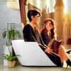 Shower Curtain Set Featuring a Romantic Anime Couple Inspired by Warner Bros for Valentine'S Day, Designed for a Magical Schoo