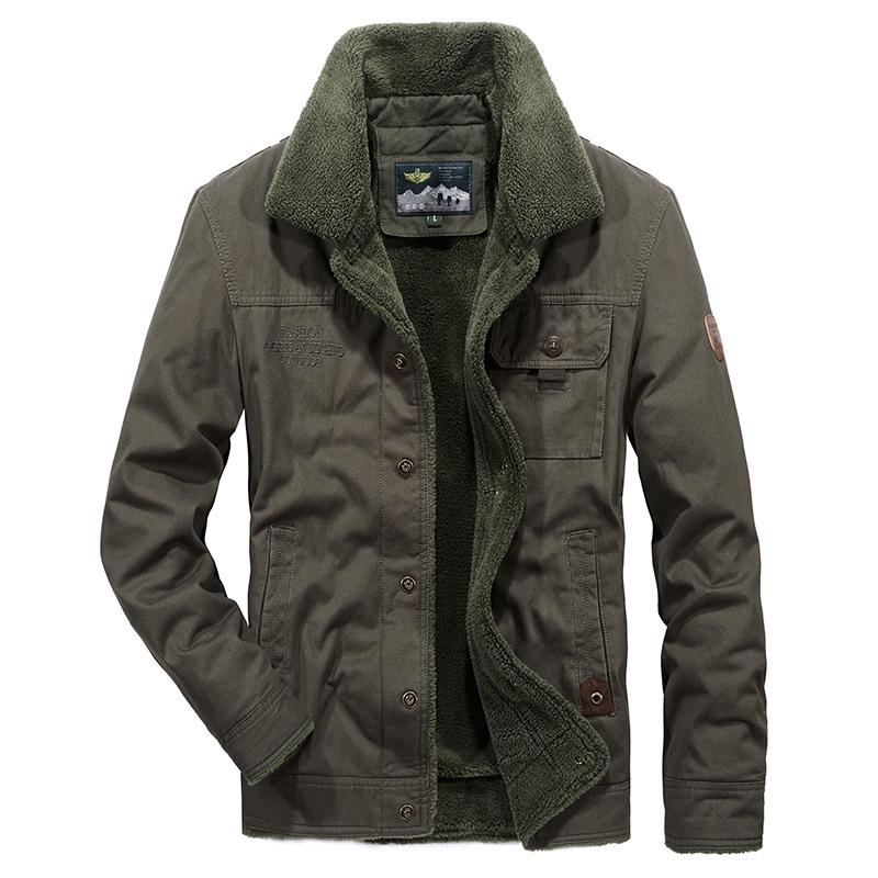 

Осенне-зимняя куртка для людей среднего и пожилого возраста с утеплителем Утолщенная куртка Мужская куртка с утеплителем большого размера Утолщенная куртка с начесом XL армия зеленый