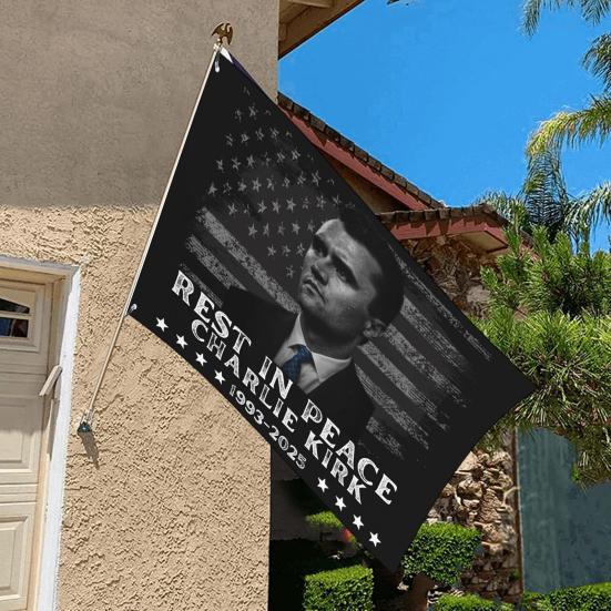 RIP Charlie Kirk Flag A True Patriotic Commemorative Flag 3×5FT Outdoor Double Sided Banner for Garden Patio Balcony Fence Decor