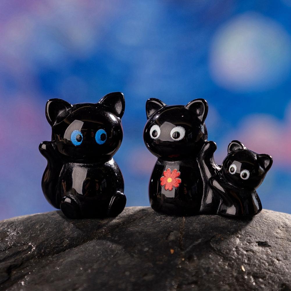 6pcs Cute Cat Miniature Figurines Kitty Desk Ornaments Resin Birthday Gift