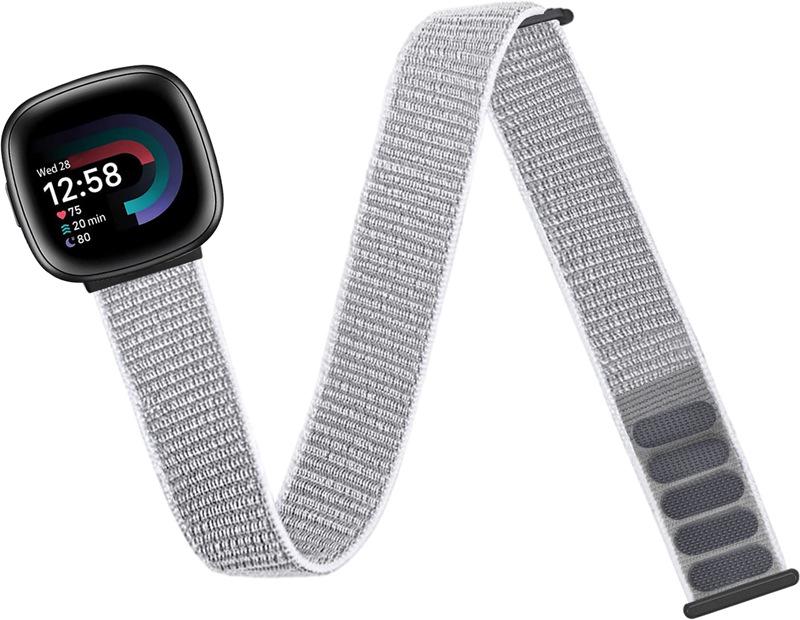 Nylon Sports Watch Band for for Fitbit versa3,ankle/arm, elasti B серебряный
