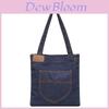Denim Shoulder Bag Large Capacity Shopping Tote With Zipper For Daily Use