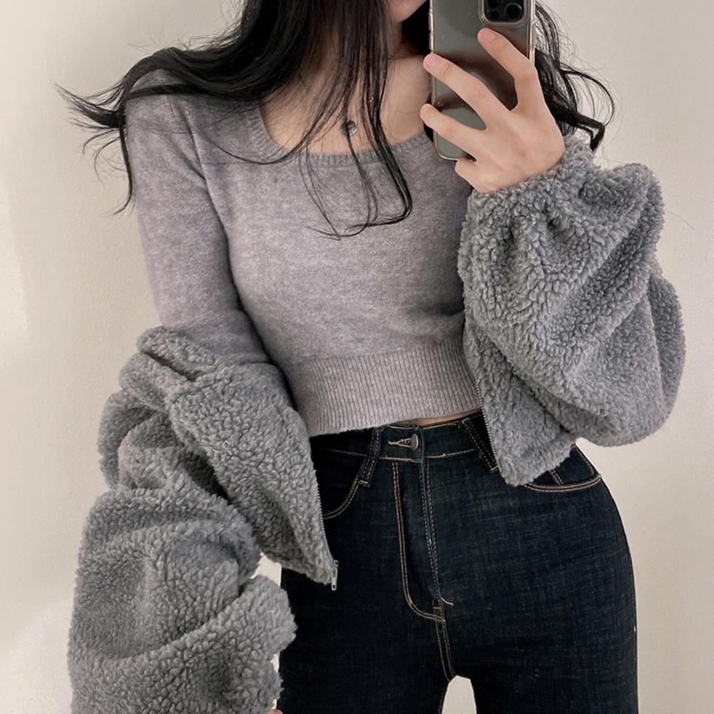 Winter Women Jacket Thick Fleece Stand Collar Zipper Closure Long Sleeves Warm Windproof Heat Retention Outdoor Coat