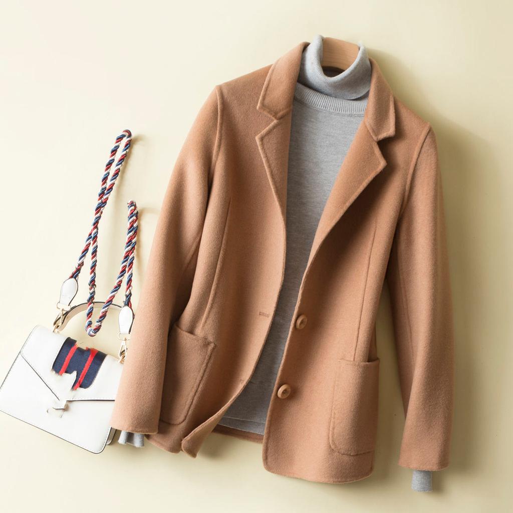 Giacca Corta da Donna Autunno e Inverno Business Casual Cappotto con Collo Alto Cappotto Largo