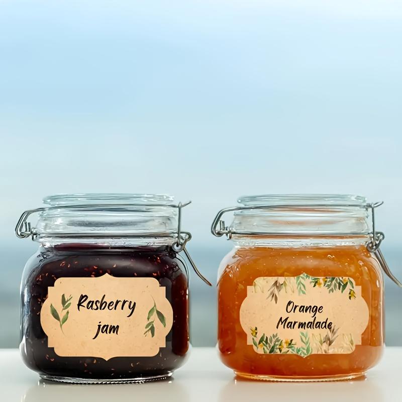 200/400pcs Roll of Kraft Paper Label Stickers Designed for Jars And Lids,Featuring Floral Designs,Pantry labels,Canning Supplies