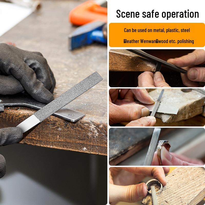 Fine Alloy Steel File Set: Triangle & Half-Round Mini Tools for Metal Grinding and Deburring.