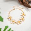 Ingemark Trendy Exquisite Oil Dripping Flower Adjustable Anklet Women Summer Beach Gold Color Metal Feet Chain Party Jewelry New
