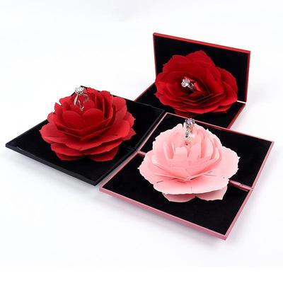 Caja de Joyería Creativa de Flor de Rosa Giratoria para Anillos y Collares - Regalo de San Valentín.