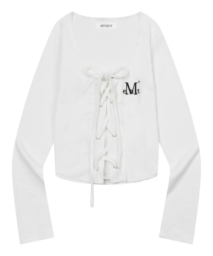 MUCENT Maring Eyelet Lace-Up Corset Rolled Long Sleeve Tee (3 Colors)