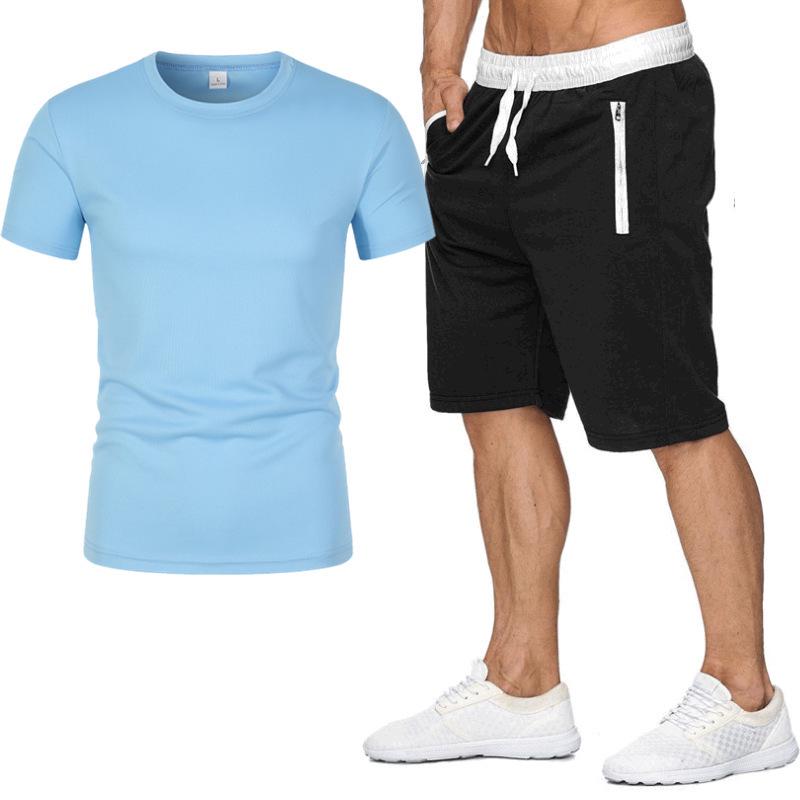 Men's Summer Short Sleeve T-shirt and Shorts Set for Casual Sportswear
