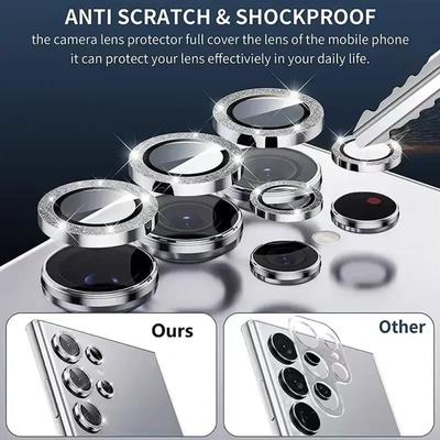 Glitter Camera Lens Protector Film For Samsung Galaxy S23 S24 S25 S26 Ultra Plus Full Cover Metal Ring Glass Lens Film