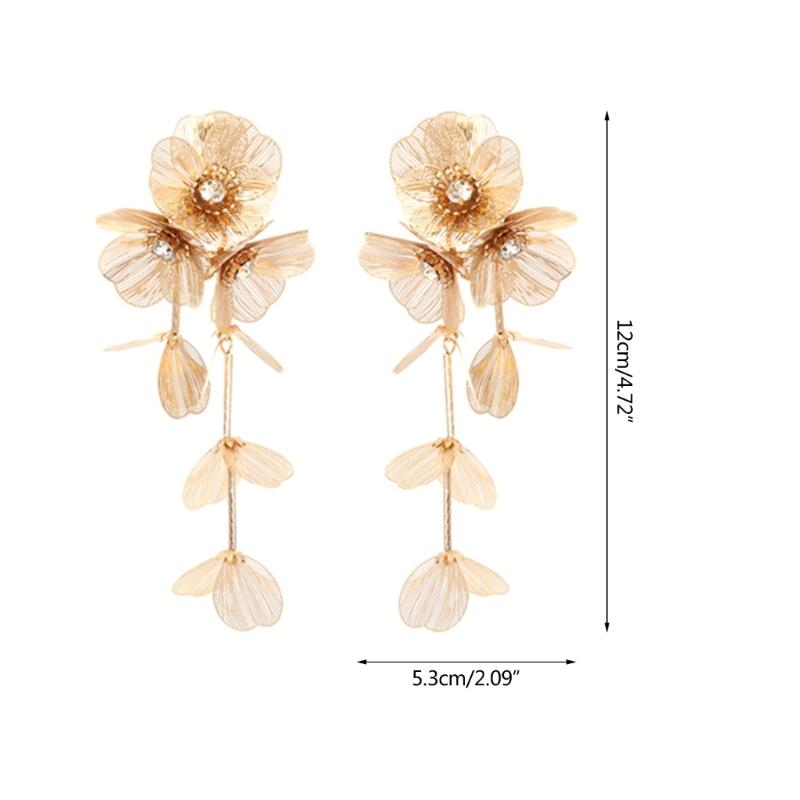 Fashion Metal Flower Earrings for Women Accessories Silver Gold Color Long Tassel Earring Party Jewelry Holiday Gifts