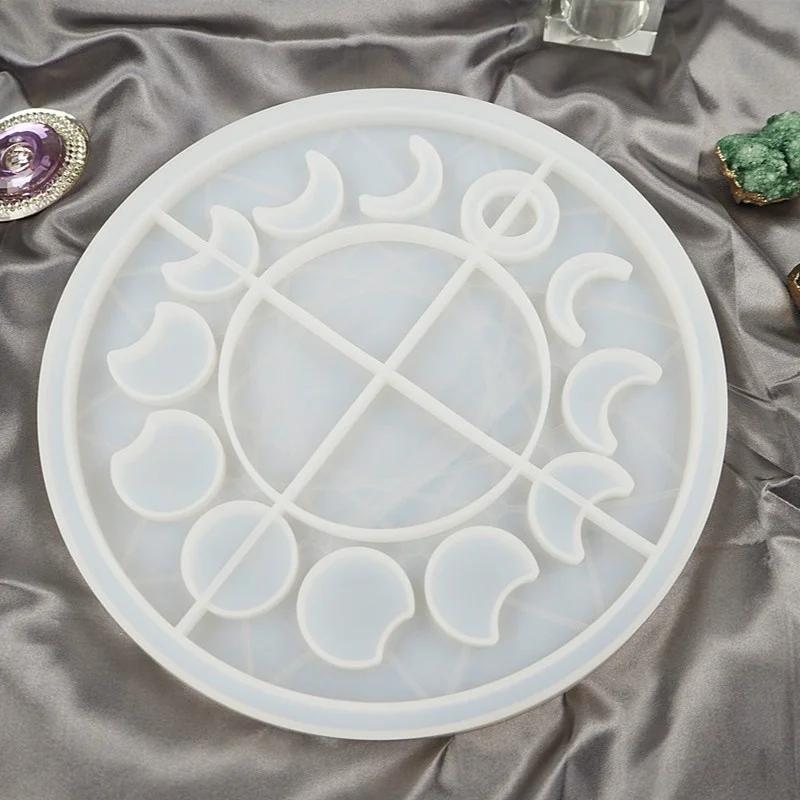 New DIY Crystal Glue Mold Lunar Eclipse Moon Phase Ornament Plate Star Moon Clock Dial Silicone Mold Set