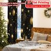 Set Of 2 Modern Flat Printing Golden New Year Curtains Polyester Decorations Perfect Curtain Semi Sheer