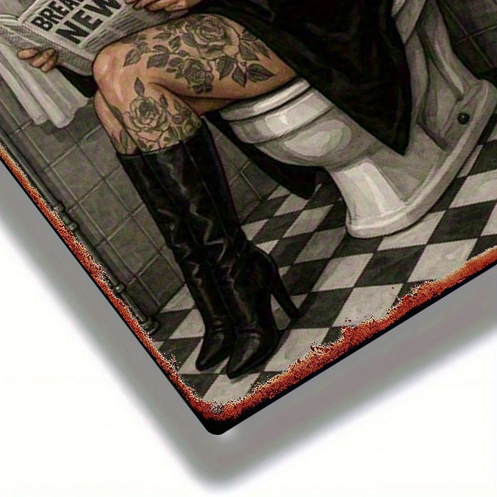 Retro Metal Poster: Funny Smoking Nun Bathroom Decor | 8x12in Easy Install Catholic Gift