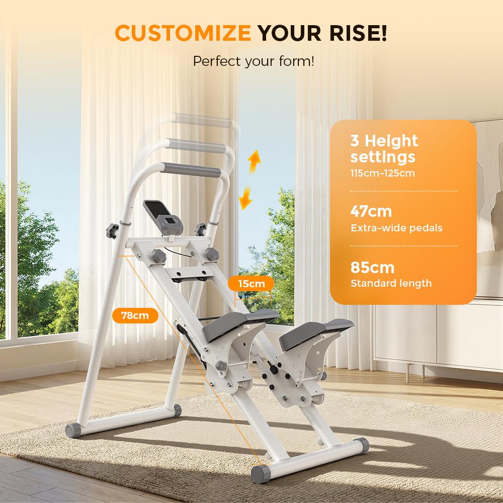 QK-7906 Stair Stepper with Resistance Bands Adjustable Pedals & Handlebar LCD Displa, Compact Home Cardio Stepper Machine