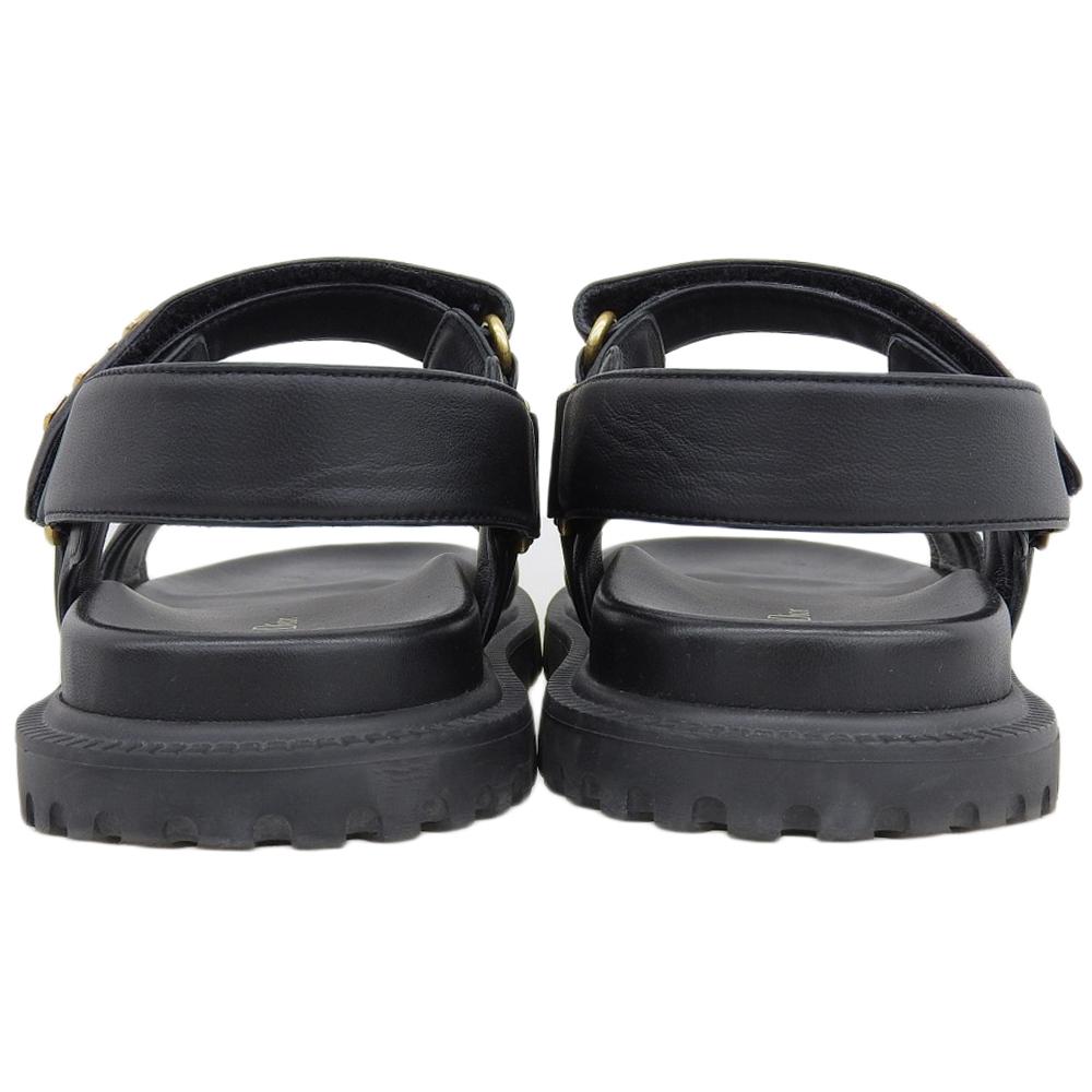 DIOR Dior Act Men's Lambskin Metal Logo Backstrap Sandals, Black and Gold, Size 39 (KCQ547LAB) shoes 39 Black / goldUsed