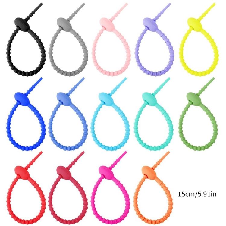 Barevné silikonové sáčky na dráty Opakovaně použitelné stahovače kabelů pro omotávání a přizpůsobení