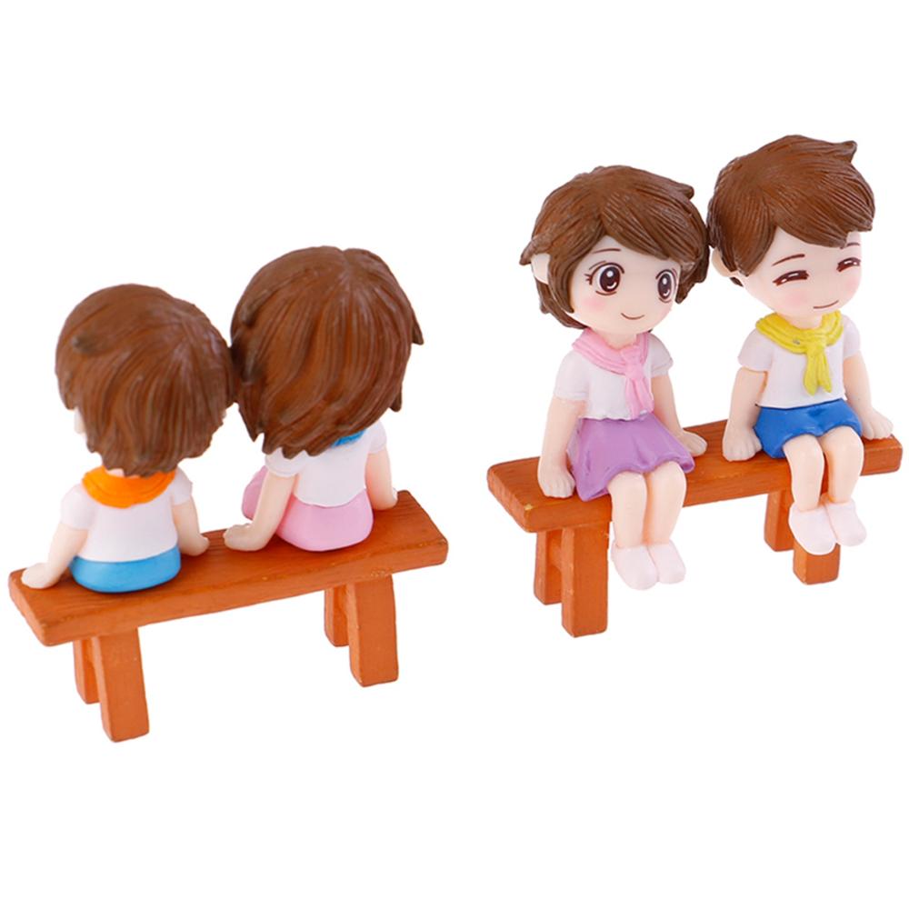 Dollhouse Creative Mini Sweety DIY Stool Couples Lovers Figurine Boy Girl Ornament Dolls Miniatures