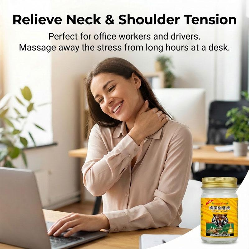 Thailand Golden Tiger Herbal Ointment 55g - Joint & Muscle Pain Relief Cream for Neck, Back, and Shoulder