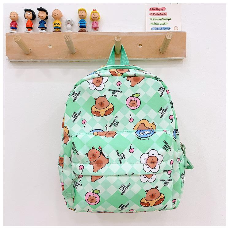 School bag cartoon cute bag kapibara printed children's school bag boys and girls casual backpack tide